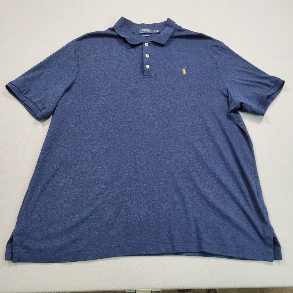 Polo‎ Ralph Lauren Mens XL Blue Heather Short Sleeve Classic Fit Polo Shirt